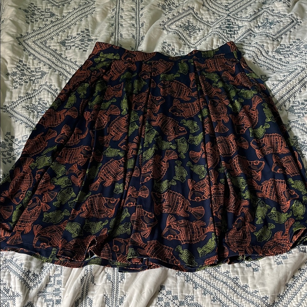 LuLaRoe Fish Print Skater Skirt - sz L